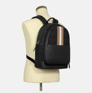 NEW BLACK COACH SIGNATURE JACQUARD LEATHER BACKPACK, *BACK TO SCHOOL*